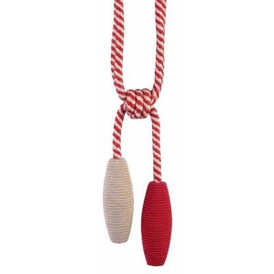 Jazz Red/Linen double skittle tieback
