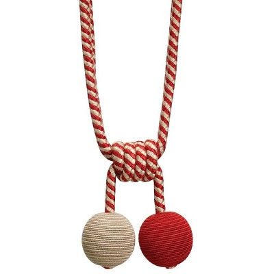 Jazz Red/Linen double ball tieback