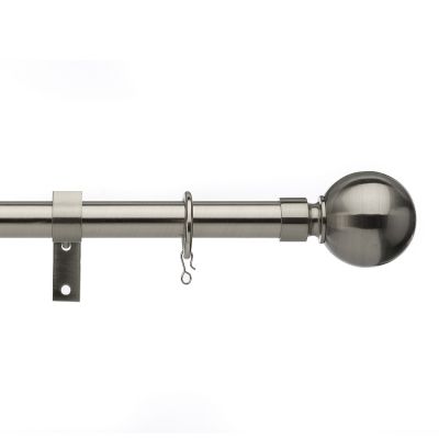 Universal Satin Steel Pole with Ball finials