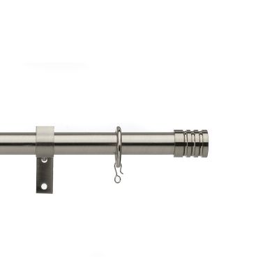 Universal Satin Steel Pole with Barrel Finials