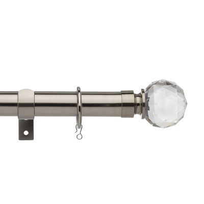 Universal Satin Steel Pole with Faceted ball Finials