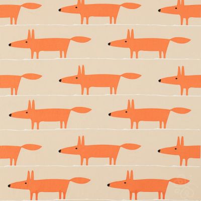 Mr Fox Applique Tangerine / Linen