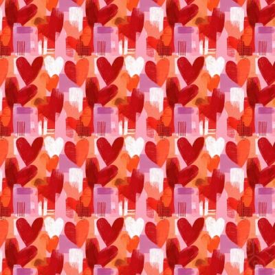 Digital Cotton Abstract Hearts